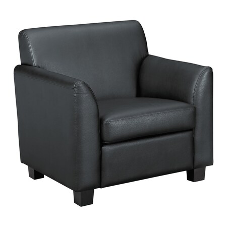 Hon Circulate Club Chair, Black Seat, Black Back, 28-3/4" L 32" H, Fixed, Leather Seat HVL871.SB11